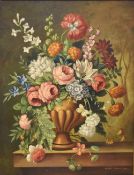 Henry Farmer FRSA (British 19th/20th Century) Oil on canvas, a still life study of a vase of flowers