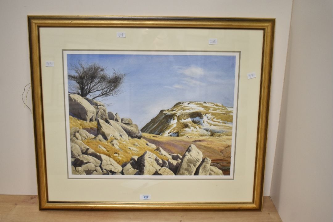 *Local Interest* Geoffrey H Pooley (British 1908-2006) watercolour, a view of snow capped - Image 2 of 4