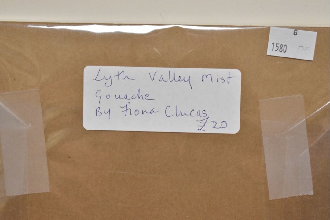 *Local Interest* Fiona Clucas (British Contemporary) Gouache 'Lythe Valley Mist', an abstract - Image 4 of 4