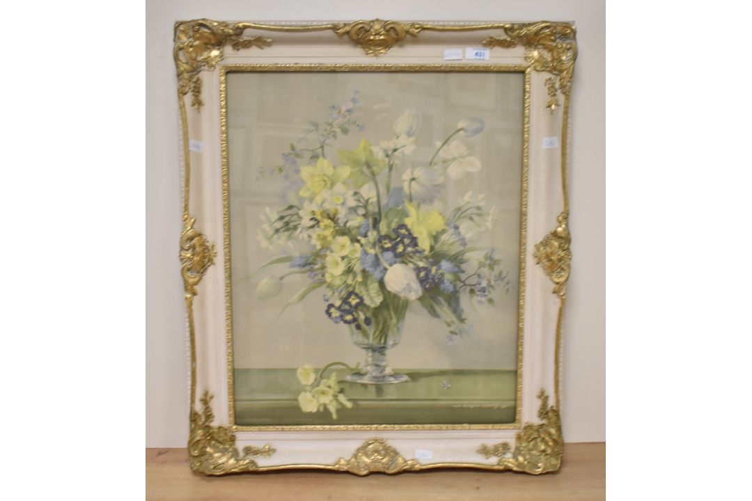 After Vernon Ward (British 1905-1985) Lithograph, a depiction of spring flowers in a glass vase, - Image 2 of 2