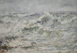 John Falconer Slater (British 1857-1937) watercolour and gouache, study of stormy seas, signed lower