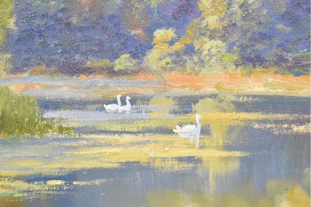 *Local Interest* Graham Twyford (British Contemporary) Oil on canvas 'Holehird Tarn', a study of the - Image 5 of 5