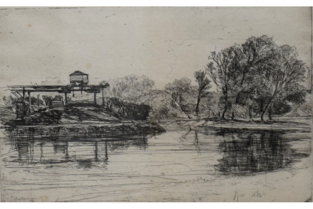 Sir Francis Seymour Haden (British 1818-1910) Drypoint etching 'Kew' / 'Railway Encroachment - Kew', - Image 1 of 7