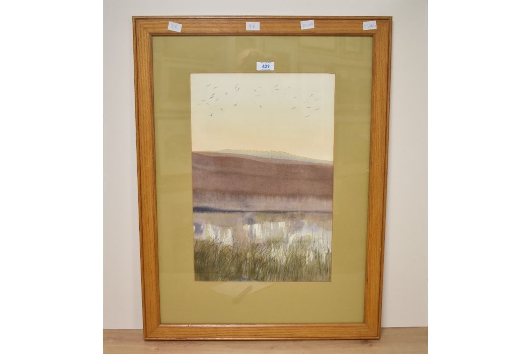 John Wood? (British 20th Century) Watercolour, an estuary scene, signed indistinctly and dated ( - Image 2 of 4