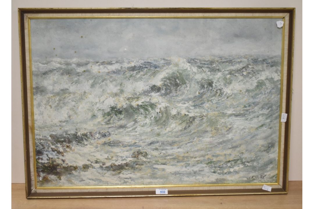 John Falconer Slater (British 1857-1937) watercolour and gouache, study of stormy seas, signed lower - Image 2 of 3