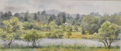 *Local Interest* Christine Baines (British Contemporary) Watercolour 'Loughrigg Tarn and Wetherlam',