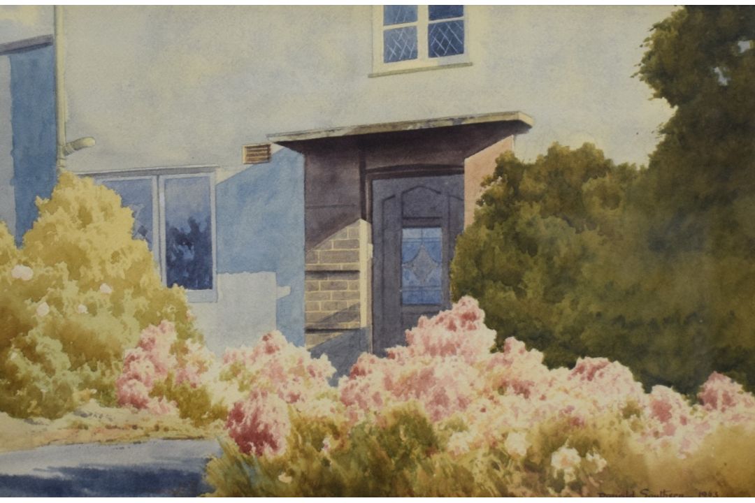 *Local Interest* Donald Southern (British 20th Century) Watercolour, study of a cottage facade, - Image 1 of 5