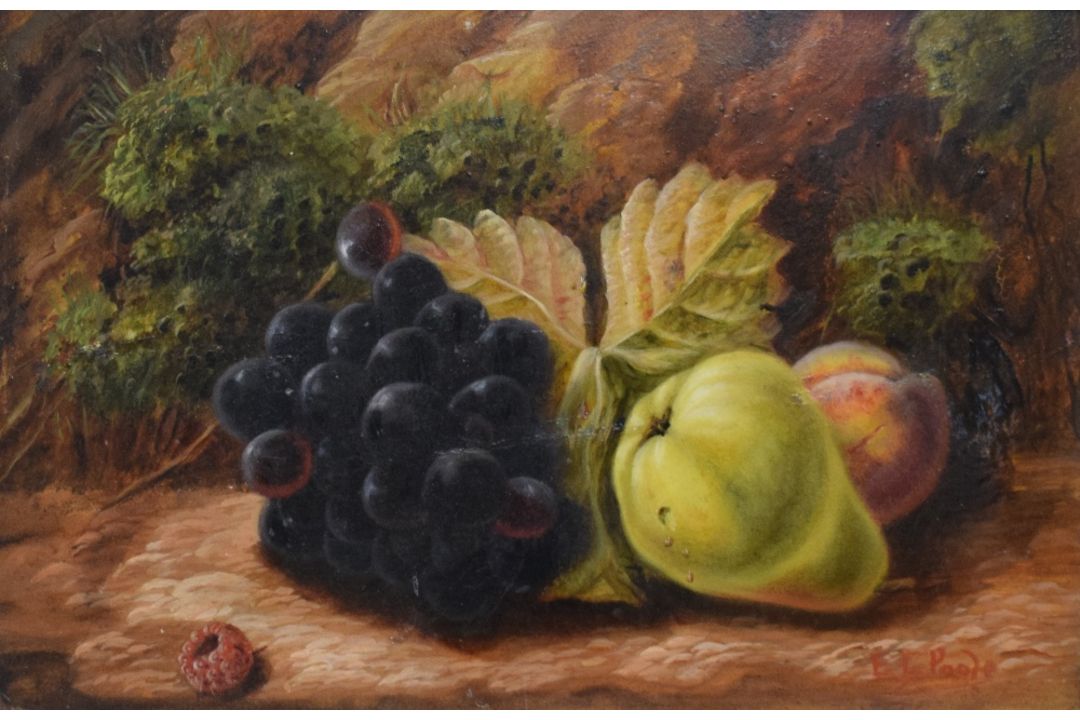 E.L Poole (British 19th/20th century) oil on board, an outdoor still life study with moss and autumn - Image 1 of 5