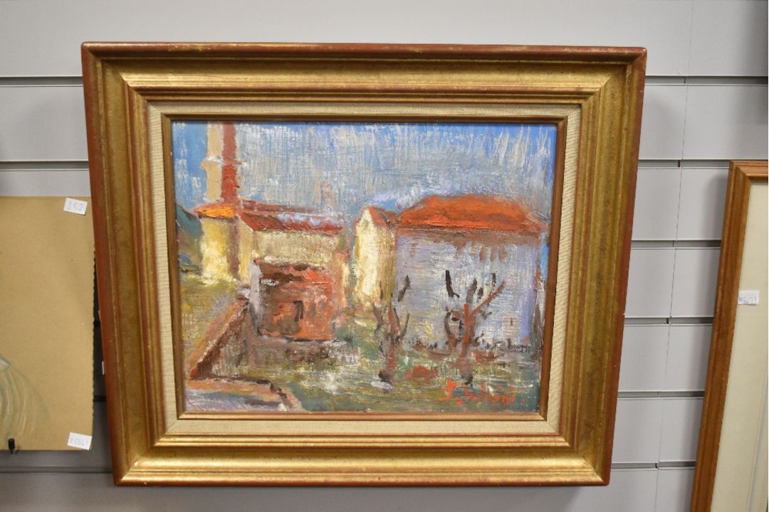 F Salvini (French 20th Century) Oil on Canvas 'Piana Corsica', an impressionistic village study, - Image 2 of 4