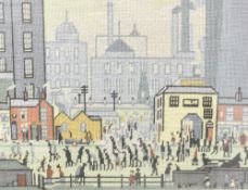 After Laurence Stephen Lowry (British 1887-1976) A 20th Century needlework embroidery, an industrial