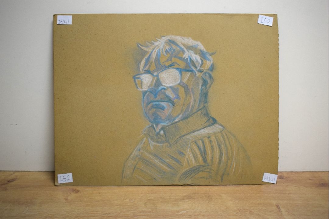 *Local Interest* Tom Dearden (British 1942-2020) Pastel on board, Self portrait as an elderly man in - Image 2 of 5