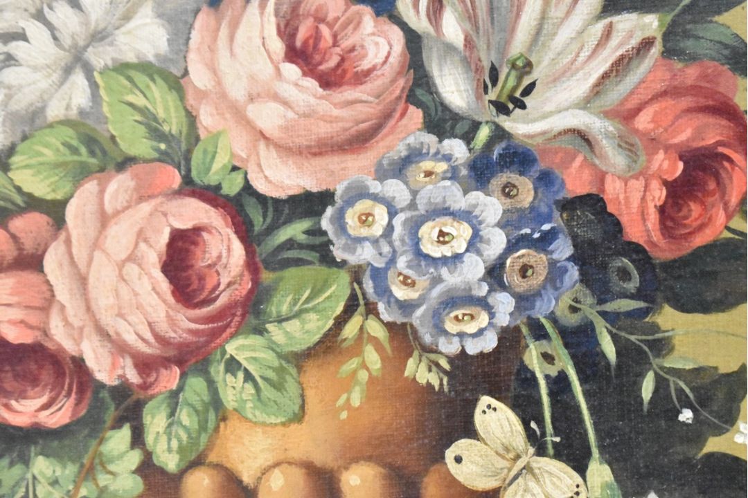 Henry Farmer FRSA (British 19th/20th Century) Oil on canvas, a still life study of a vase of flowers - Image 4 of 5