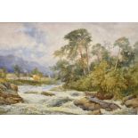 G Hodgson (British 19th Century) Watercolour, a rural river scene during a storm, signed lower