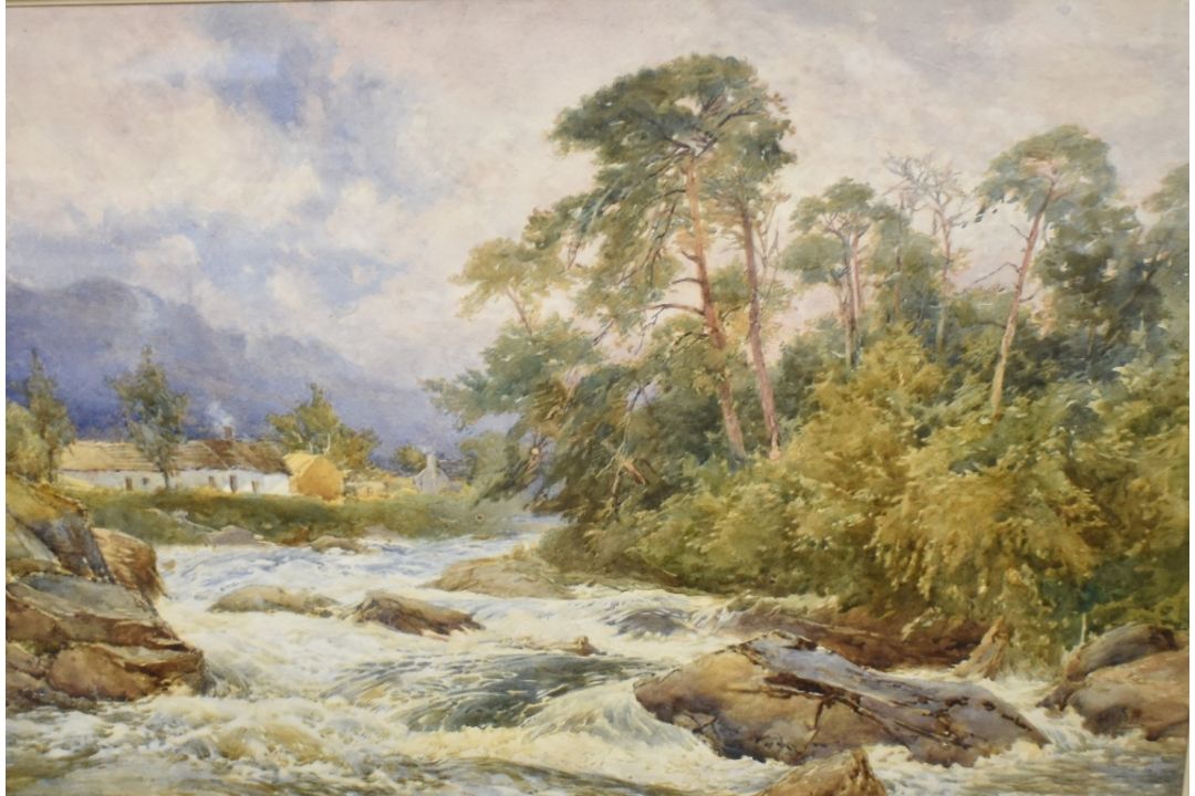 G Hodgson (British 19th Century) Watercolour, a rural river scene during a storm, signed lower - Image 1 of 3