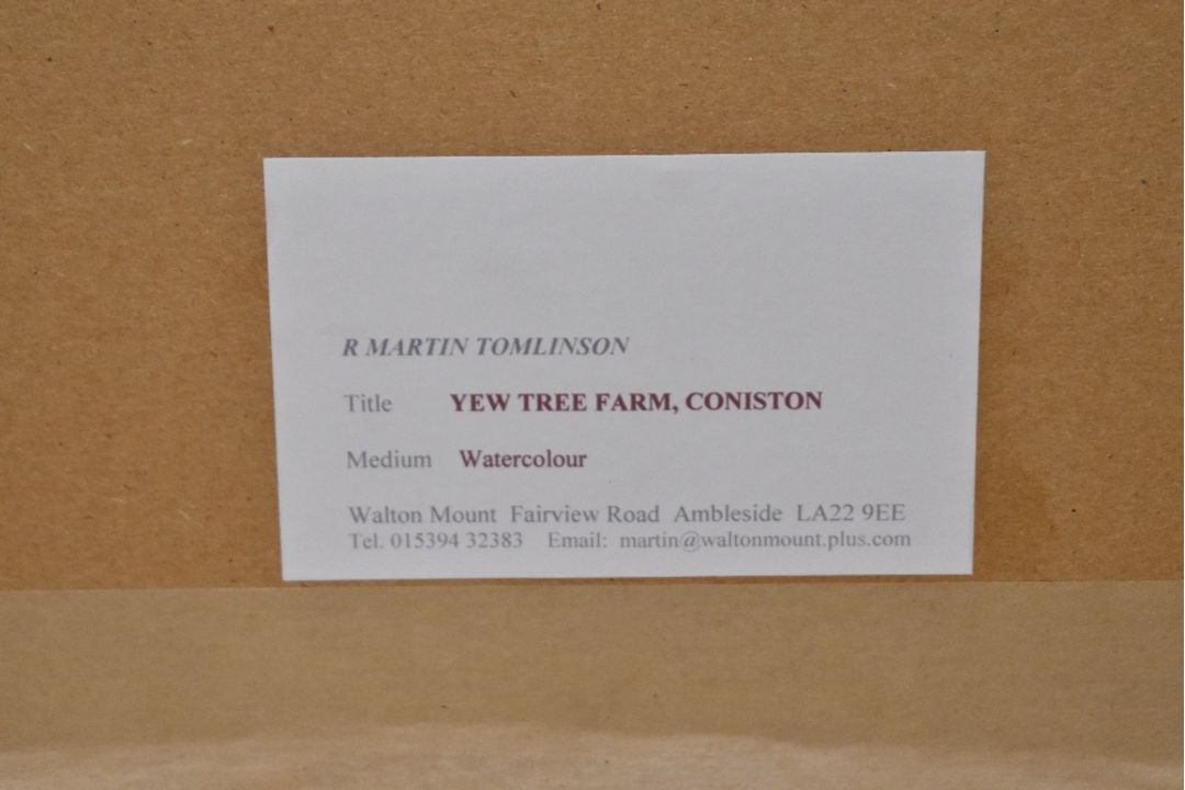 *Local Interest* R Martin Tomlinson (British b.1945) Watercolour 'Yew Tree Farm Coniston', a Lake - Image 5 of 5