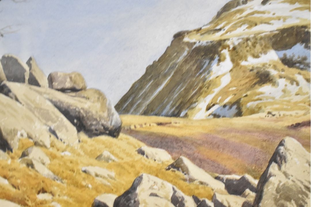 *Local Interest* Geoffrey H Pooley (British 1908-2006) watercolour, a view of snow capped - Image 4 of 4