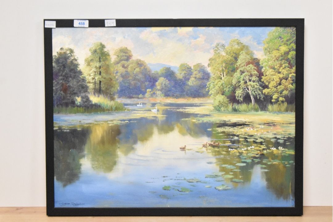 *Local Interest* Graham Twyford (British Contemporary) Oil on canvas 'Holehird Tarn', a study of the - Image 4 of 5
