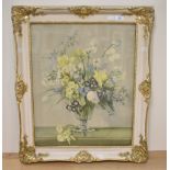 After Vernon Ward (British 1905-1985) Lithograph, a depiction of spring flowers in a glass vase,