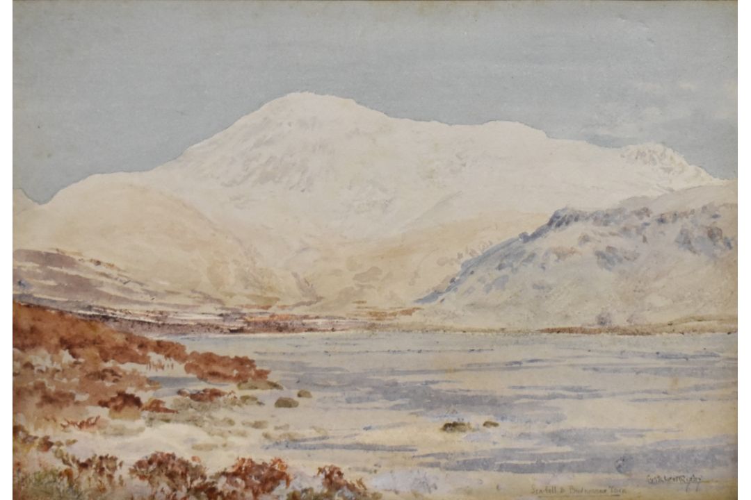 *Local Interest* Cuthbert Rigby (British 1850-1935) Watercolour 'Burnmoor Tarn and Scafell', a - Image 1 of 3