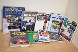 Motor Racing. Histories, monographs, and biographies. Hardbacks in dust jackets. (9)