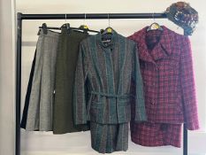 A collection of women's wool garments to include Rogart / McEwens of Perth red and burgundy two