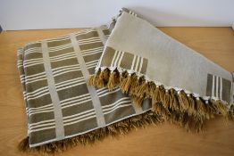 A 20th century vintage wool blanket circa 1960-70s, one having a taupe and khaki geometric stripe