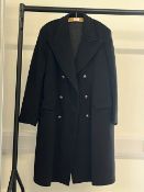 A 20th century British Rail double-breasted greatcoat or overcoat, in black heavyweight 100% wool,