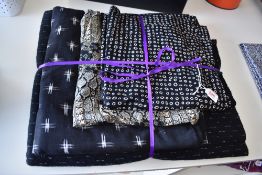 Assorted mid-century vintage and later black fabrics to include 58 x 66 inches wool boucle with