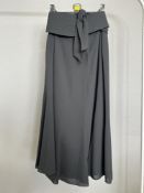 A 1970s vintage Parigi knee length skirt in black with butterfly hem and detachable fluted belt /