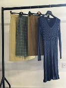 Assorted vintage pencil skirts and a dress to include wool and silk, comprising a Burberry's camel