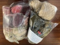 A quantity of hand-spun local wool yarn, to include cream, beige, brown fleck, grey fleck and rust