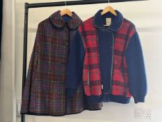 Two mid-century vintage tartan coats to include a Marbore Made in France bomber jacket in wool and