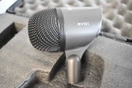 A Red 5 Audio bass drum mic, model RVD1, sold with Pulse drum mic stand