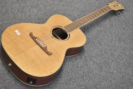 A Fender FA-235E Concert electro acoustic guitar, serial number IWA21118379, possible repair to
