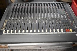 A Soundcraft Spirit Live 16 channel mixing desk, with purpose built flight case, sold with multicore