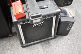 A Peavey Envoy 110 amplifier, and selection of accessories including leads, Jim Dunlop crybaby wah