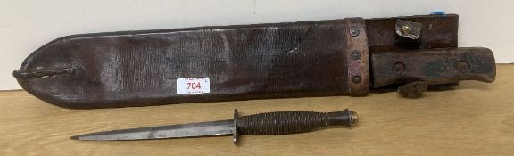 Fairbairn Sykes-style WW2 period Commando fighting knife, double-edged, pointed 16.5cm blade,