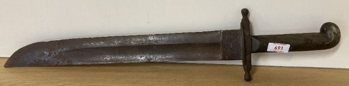 Austrian 1853 model Pioneer's Sword, broad 5.5cm wide single-edged 46cm steel blade, heavily