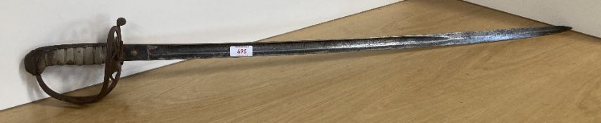1827 Pattern Officer's sword, 82cm flat spine, slightly curved single-edged and fullered sharpened