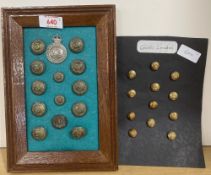 Victorian Rifle Volunteer military uniform buttons, scarcely seen, 10no. 2.6cm other ranks bronzed