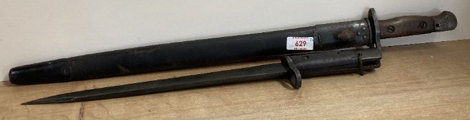 1907 Pattern British Sanders sword bayonet for use with the Short Magazine Lee Enfield SMLE rifle,