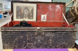 Victorian-period Pembroke Yeomanry Military Officers black metal trunk, S.R. FOTHERGILL Pembroke