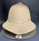 WW2-period Khaki Pith Helmet by J. Compton Sons & Webb of London with their round label, khaki cloth