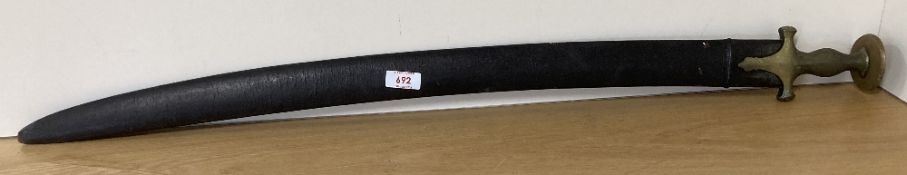 Indian Talwar or Tulwar Sword, single-edged, broad, slightly curved, sharpened 77cm blade, both