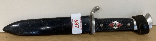 Hitler Youth HJ (Hitler-Jugend-Fahrtenmesser) knife, sharpened and polished 14cm blade, including
