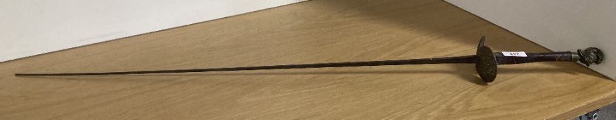 Wilkinson fencing foil, thought to be 19th or early 20th Century, similar to a European rapier,
