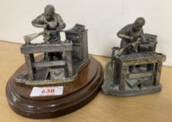 English Miniature Fine Art Sculptures from the Evergreen Collection, cast pewter figures of The