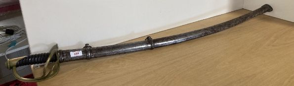 American 1860 Pattern Civil War Cavalry Sabre Dated 1864, the curved 89cm single-edged blade with