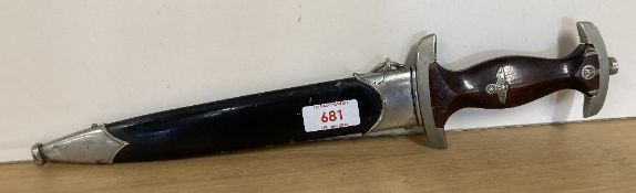 WW2 German Sturmabteilung (SA) Dress Dagger, 22cm double edged blade, some tarnish and pitting