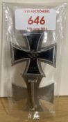 WW2-period German Iron Cross, 1st Class dated 1939, both three piece, magnetic iron core, pin-